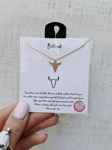 Gold Bullhead Message Necklace