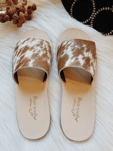 Spotted Cowhide Slides