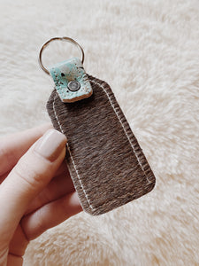 Turquoise Aspen + Cowhide Keychain