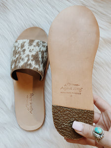 Spotted Cowhide Slides