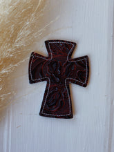 Load image into Gallery viewer, Red Tooled Cross Charm
