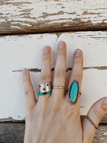 Speckled Turquoise Beaded Ring