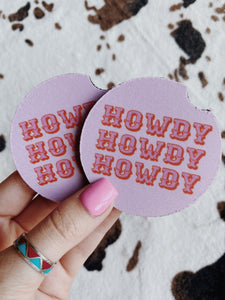Pink Howdy Car Coasters