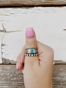 Turquoise Crown Ring - Size 8 TC