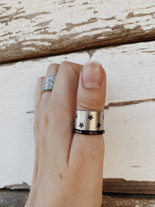 Black + Silver Beaded Ring