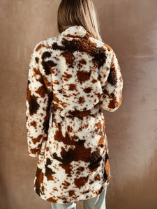 Cow Print Sherpa Robe