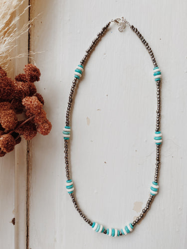 White + Turquoise Disk Necklace