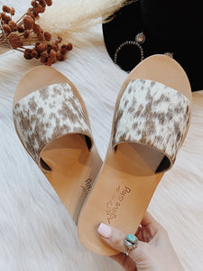 Spotted Cowhide Slides