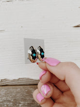 Load image into Gallery viewer, Oval Turquoise Shadowbox Earrings TC