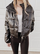 Load image into Gallery viewer, Leather Puffer Jacket